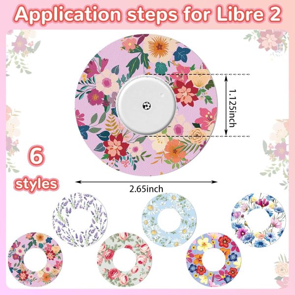 Weewooday 36 Pack Adhesive Patch with Flowers CGM Patches Waterproof CGM - Image 2