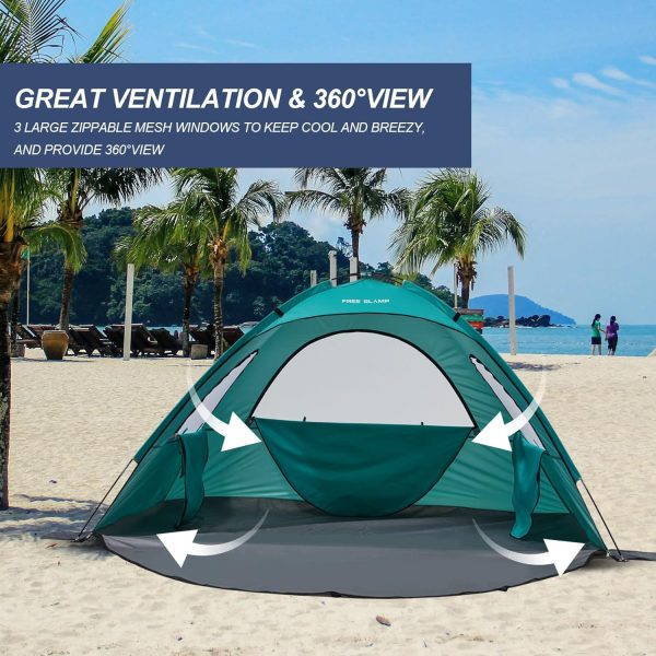 Portable Beach Tent for 3-4 Person, Easy Set Up Beach Shade Tent with UPF - Image 4