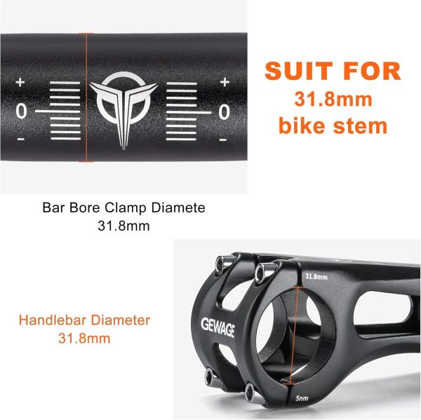 31.8 Bike Handlebar - 25mm, 55mm, 70mm, 90mm,120mm Riser Handlebar - 780mm - Image 3