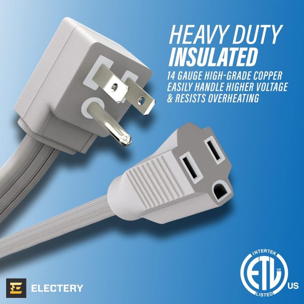 Heavy Duty Appliance Extension Cord, 14 AWG - 3 Prong Grounded Flat Plug, - Image 6