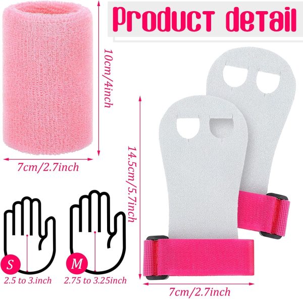 Civaner 2 Gymnastics Grips Wristbands Sets for Girls Youth Kids Pink - Image 2