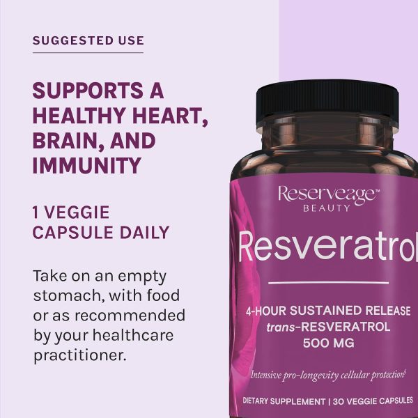 Reserveage Beauty, Resveratrol 500 mg, Antioxidant Supplement for Heart and - Image 8