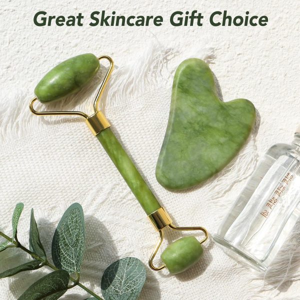 huefull Gua Sha Facial Tools & Jade Roller Set for Skin Care, Reduce - Image 7