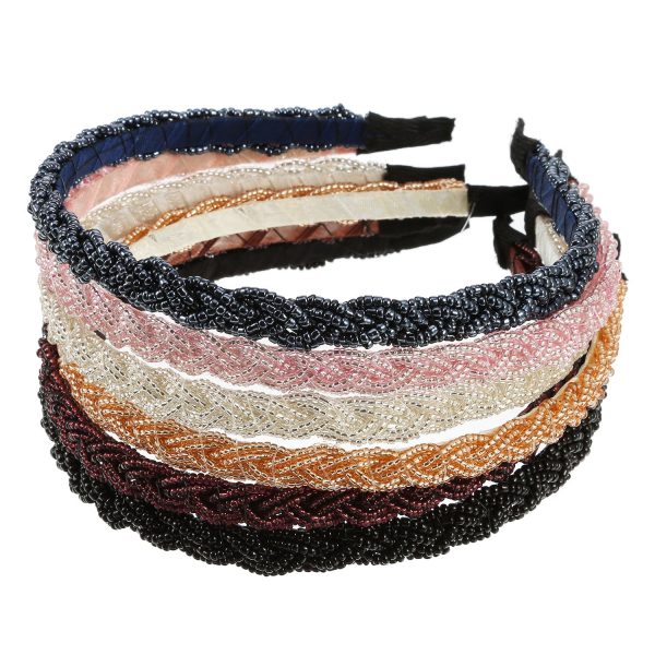 MTLEE 6 Pieces Beaded Headbands for Women Sparkly Crystal Beaded Hair Hoop - Image 7