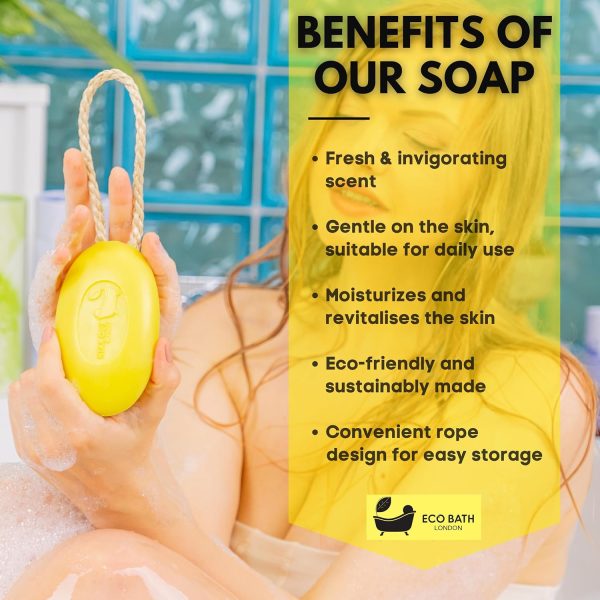 Lime Soap on a Rope 7.76 oz (220 g) Luxury Eco-Friendly Lime Soap, - Image 3