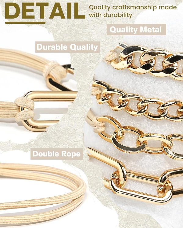4-Pack Gold Hair Ties - Cute Wrist Bracelet and Practical Elastic Design, - Image 3