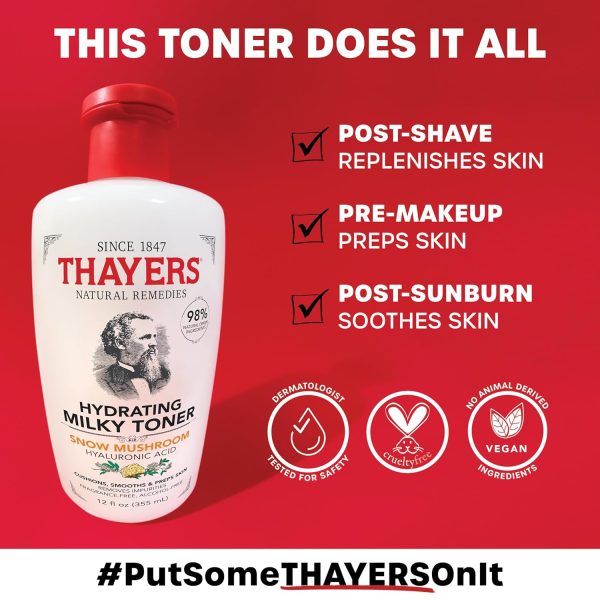 THAYERS Milky Face Toner Skin Care with Snow Mushroom and Hyaluronic Acid, - Image 6