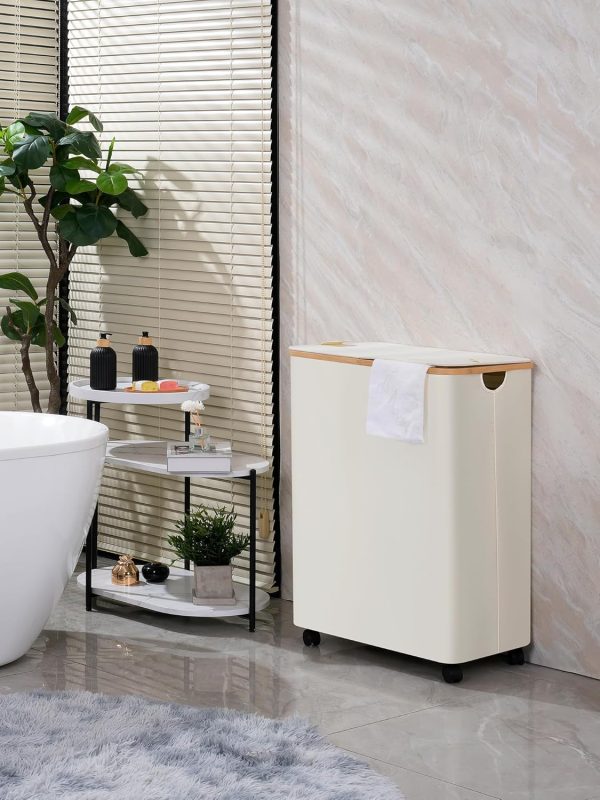 Double Laundry Hamper with Wheels, Divided Laundry Hamper with Removable - Image 2