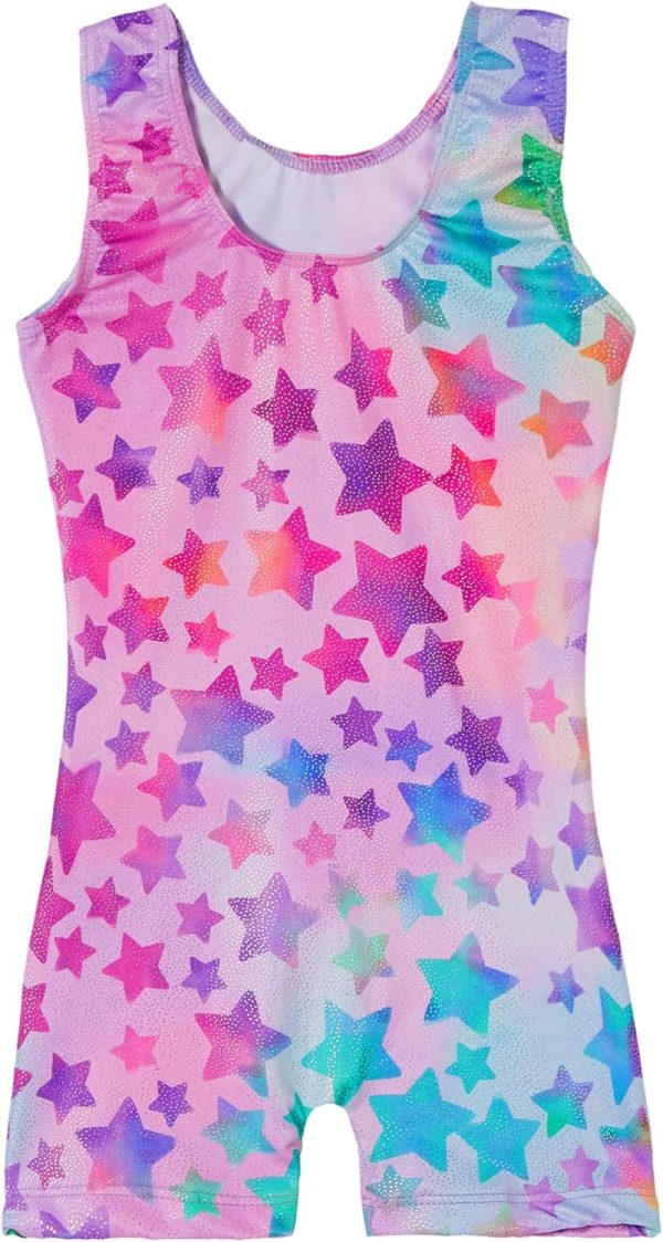 Leotards for Girls Gymnastics Kids Children Biketard with Shorts Sparkly - Image 2