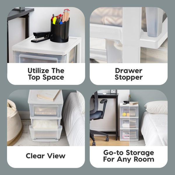 IRIS USA Plastic 3-Drawer Storage Organizer, 2-Pack, for Classroom Art - Image 4