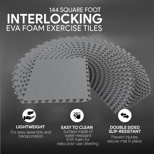 Fitvids Puzzle Exercise Mat with EVA Foam Interlocking Tiles for MMA, - Image 3