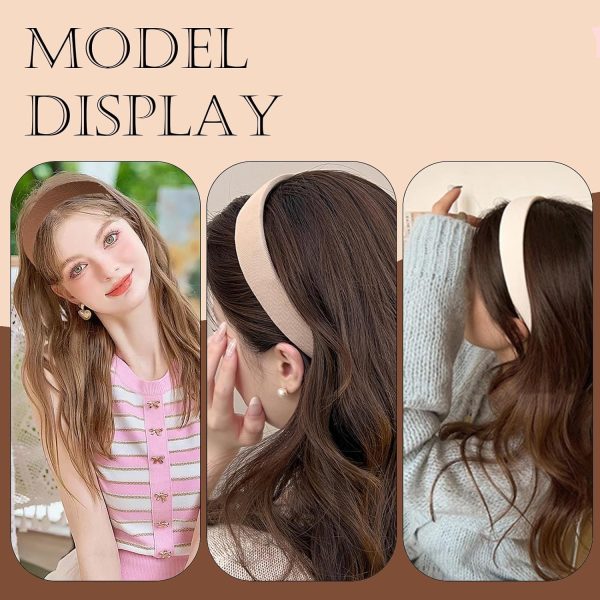 4PCS Headbands for Women Girls Thick Headbands,Wide Padded Headband Non - Image 5