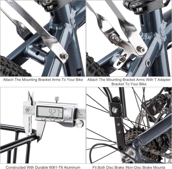 CXWXC Rear Bike Rack with Basket - Bike Cargo Rack for Disc Brake/Non-Disc - Image 6