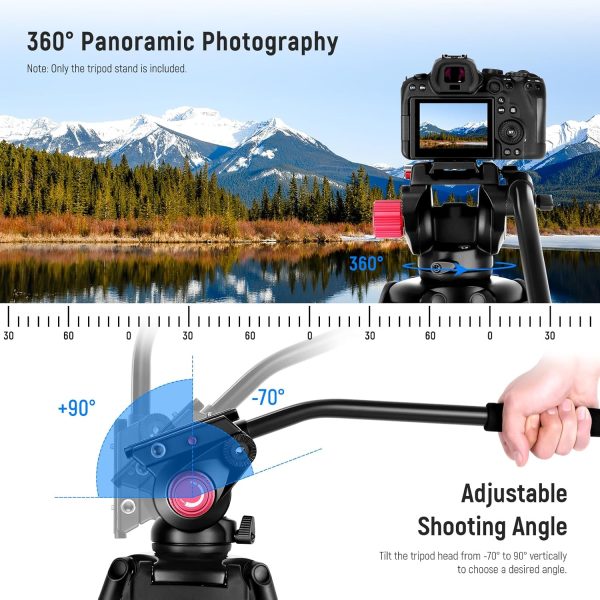 NEEWER 79"/200cm Video Tripod, Heavy Duty Aluminum Alloy Camera Tripod - Image 6