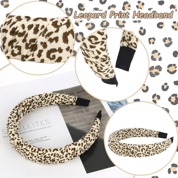 YARIEW 4 Pcs Leopard Print Headbands for Women Girls Wide Padded Headband - Image 4