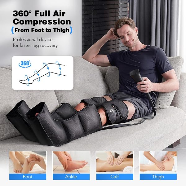 Leg Massager with Heat and Air Compression for Circulation and Pain Relief, - Image 3