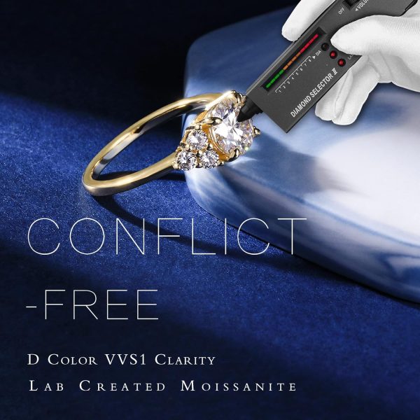 MOOSEA 1.2ct Moissanite Engagement Ring for Women, Brilliant D Color VVS1 - Image 3