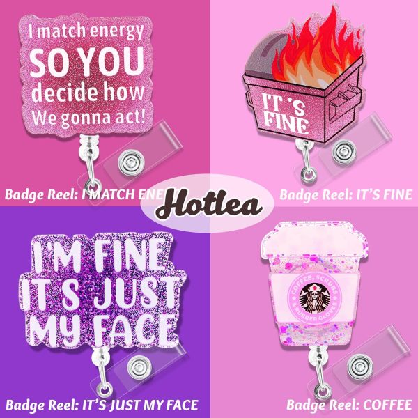 8 PCS Badge Reel Retractable ID Badge Holders Funny Nurse Badge Reel Cute - Image 3