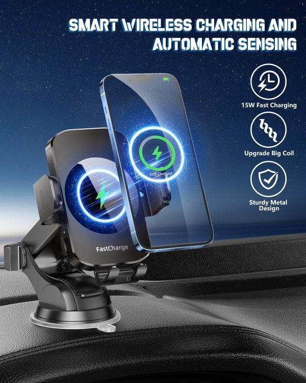 Wireless Car Charger, Fast Charging Phone Holder 3 in 1 Phone Mount Auto - Image 2