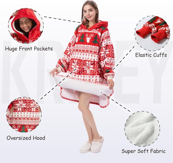 Krifey Wearable Blanket Hoodie, Oversized Sherpa Hooded as Birthday Gifts - Image 3