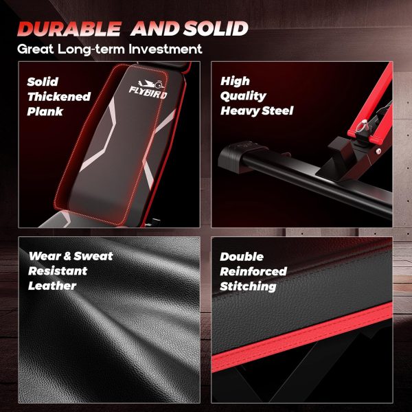 FLYBIRD Adjustable Weight Bench with Headrest, Foldable Workout Bench for - Image 7