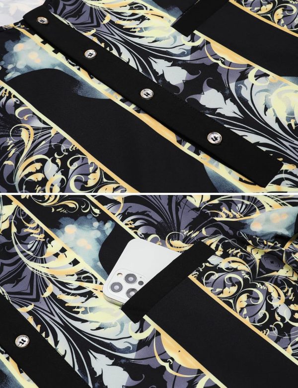 Daupanzees Mens African Traditional Luxury Pattern Printed Button Long - Image 4