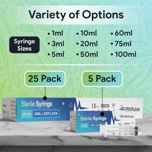 20 ml Syringe without Needle - 25 Pack of Individually Wrapped Disposable - Image 6
