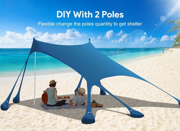 Osoeri Beach Tent, Camping Sun Shelter UPF50+ with 8 Sandbags, Sand - Image 7