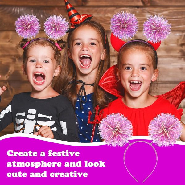WLLHYF Foil Strips Pom Pom Headband Tinsel Fashion Headband Fluffy Ball - Image 5