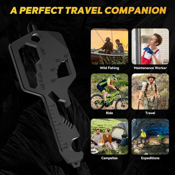 Key Shaped Pocket MultiTool 20-in1 Multi Tool, Stainless Steel Keychain - Image 5