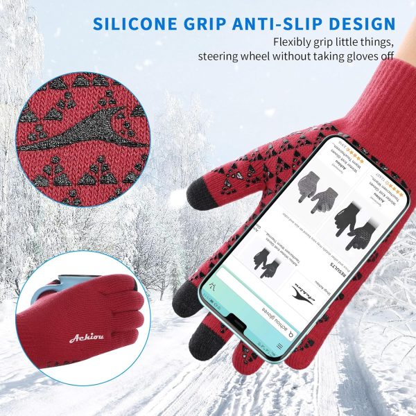 Achiou Winter Gloves, Gloves for Men Women, Upgraded Touch Screen Texting - Image 2