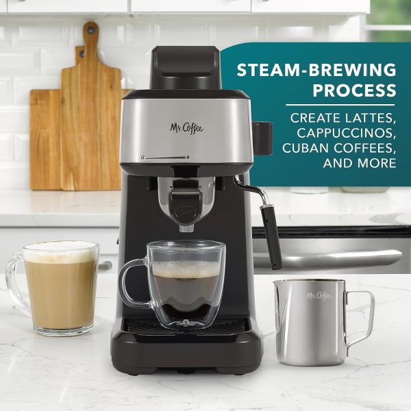 Mr. Coffee 4-Shot Steam Espresso, Cappuccino, and Latte Maker with - Image 2