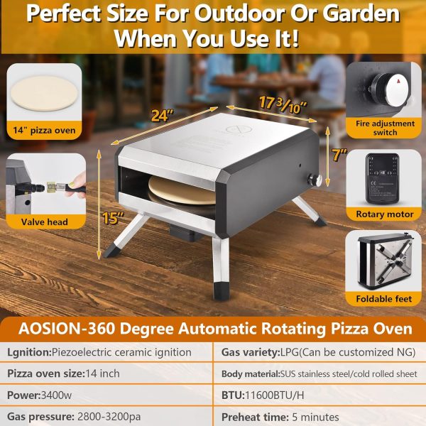 AOSION Pizza Oven Outdoor, 14 Inch Multi-Fuel Rotatable Pizza - Image 5