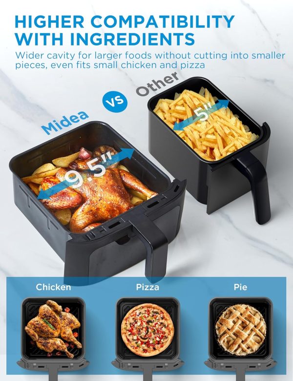 Midea Dual Basket Air Fryer Oven 11 Quart 8 in 1 Functions, Clear Window, - Image 4