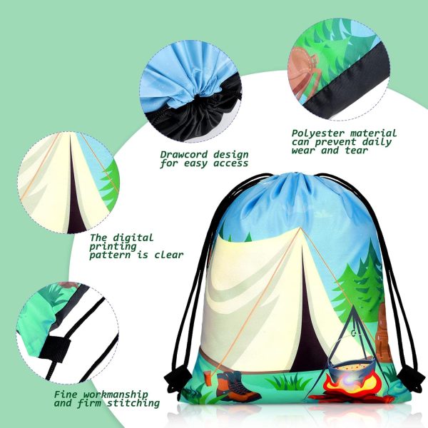 Woanger 15 Pieces Camping Party Favors Camping Adventure Drawstring Bags - Image 4