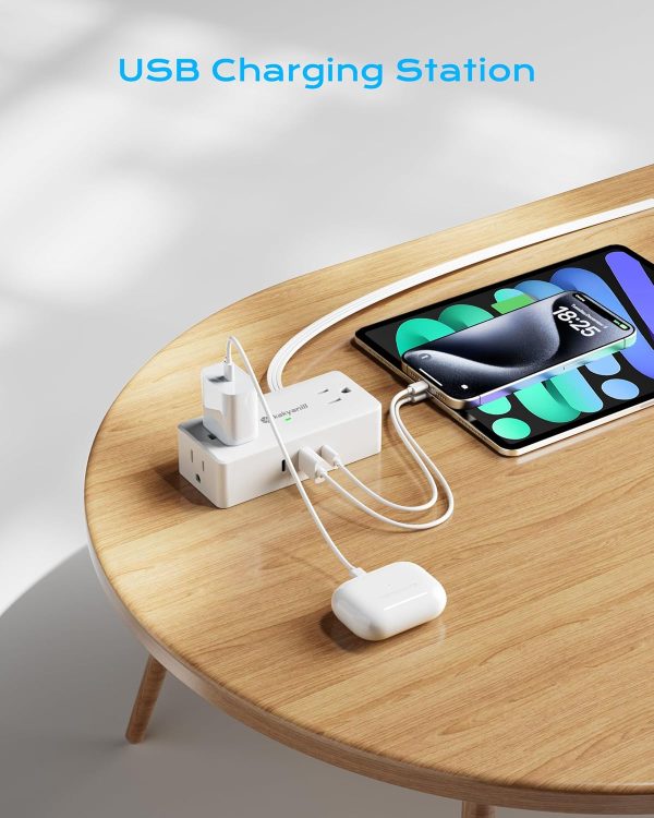 Surge Protector Power Strip, 10 ft Flat Extension Cord with 4 Outlets 3 USB - Image 5