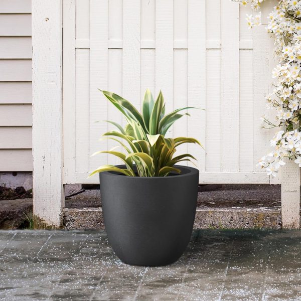 Kante 14 Inch Dia Round Concrete Planter, Indoor Outdoor Large Plant Pot - Image 3