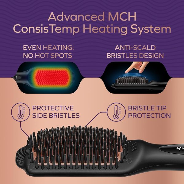 Professional Dual Voltage Hair Straightener Brush, Hair Straightening Brush - Image 4