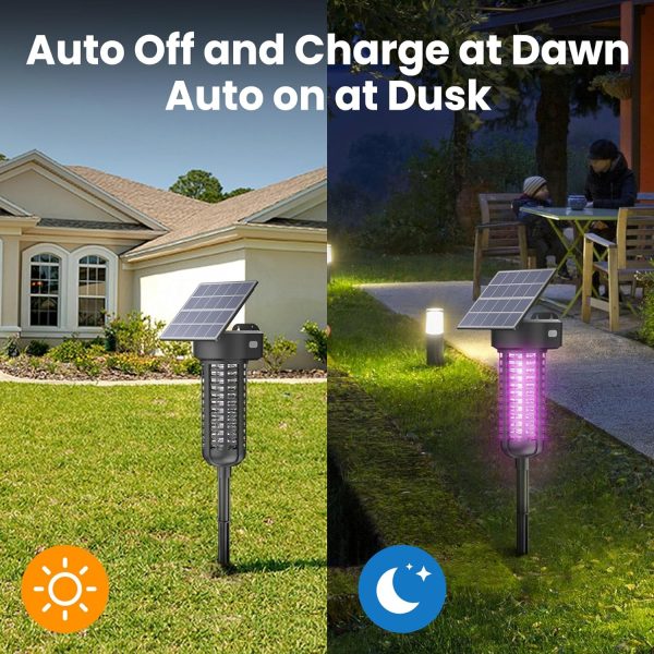 Solar Bug Zapper Outdoor 2 Pack, Garden Mosquito Zapper Waterproof & - Image 4