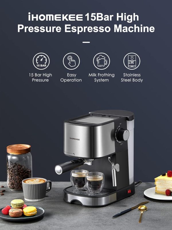 Espresso Machine, Espresso and Cappuccino Coffee Maker with Milk - Image 2
