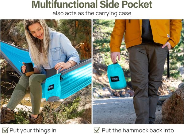 Kootek Camping Hammock, Camping Essentials, Lightweight Portable Double & - Image 4