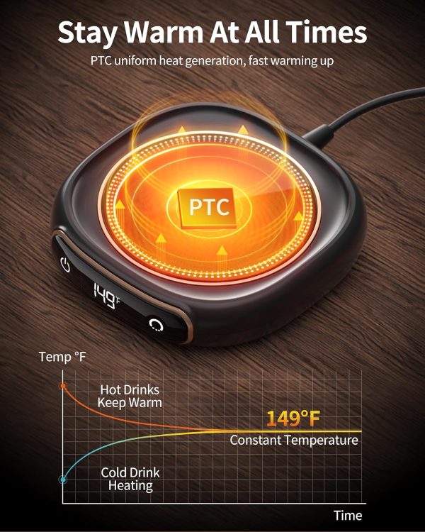 Coffee Mug Warmer, Cup Warmer for Desk with Auto Shut Off, 3 Temp Settings, - Image 2