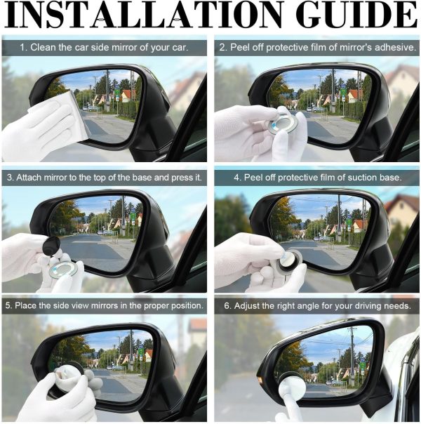 LivTee Blind Spot Mirror, 2" Round HD Glass Frameless Convex Rear View - Image 4