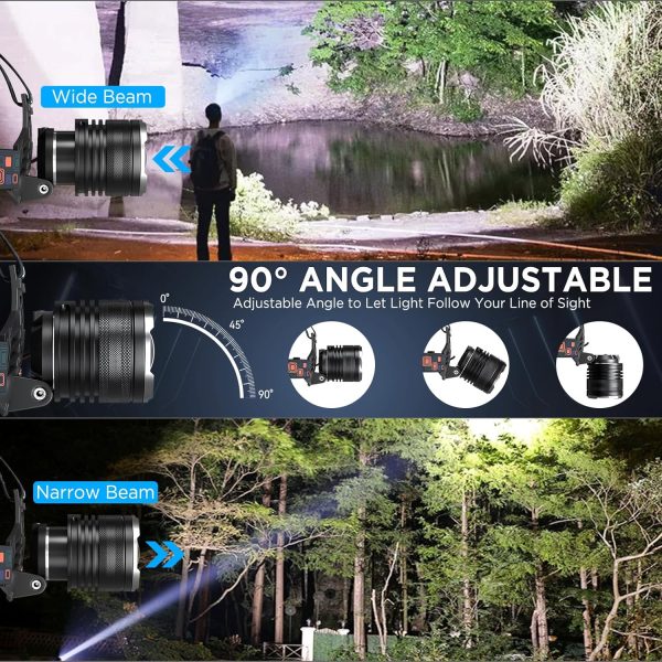 LED Rechargeable Headlamp, 990,000 Lumens Super Bright Head Lamp with 5 - Image 5