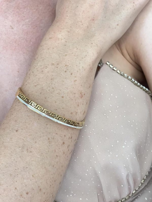 Designer Pure Gold Vermeil HANDMADE Greek Key Bracelet Infinity Greek - Image 3