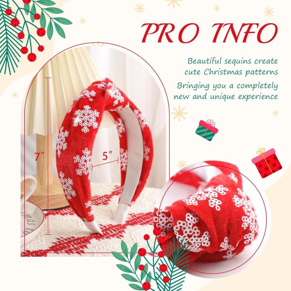 YanJie Christmas Headband for Women Girls Snowflake Xmas Knotted Headbands - Image 4