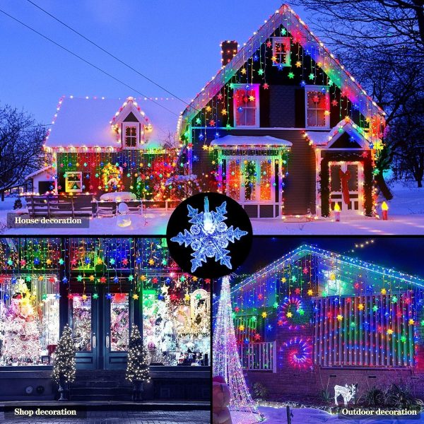 Snowflake Icicle Lights Outdoor, 40ft 360 LED Icicle Christmas Lights - Image 6