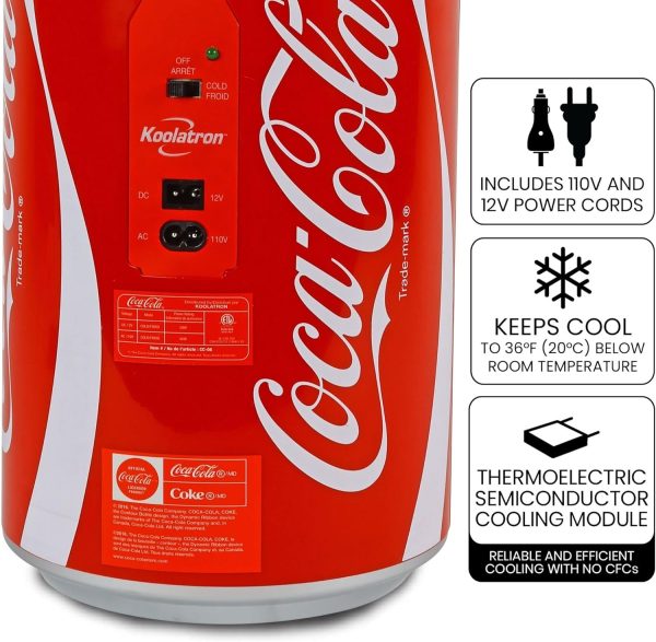 Coca-Cola Mini Fridge for Bedroom Skincare Office Small Refrigerator 8 Can - Image 4