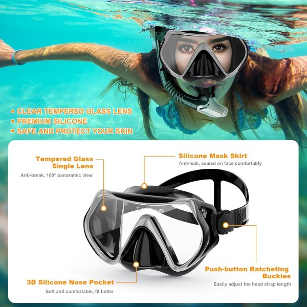 Snorkeling Gear for Adults, Felidel Snorkel Mask Adult Dry Top Snorkel Set - Image 5