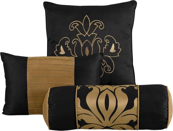Chezmoi Collection Royale 7-Piece Jacquard Floral Comforter Set, Oversized - Image 3